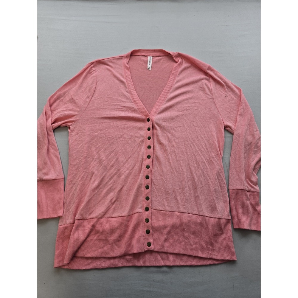 Zenana Outfitters Pink V-Neck Button Down Cardigan Sweater Plus Size 2X